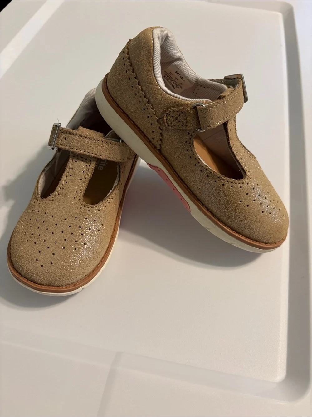 Kids Tan Stride rite shoes - Lightweight T‑Strap Comfort